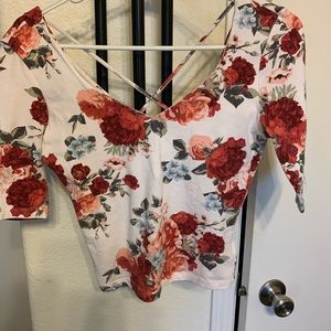 White Floral Crop Top